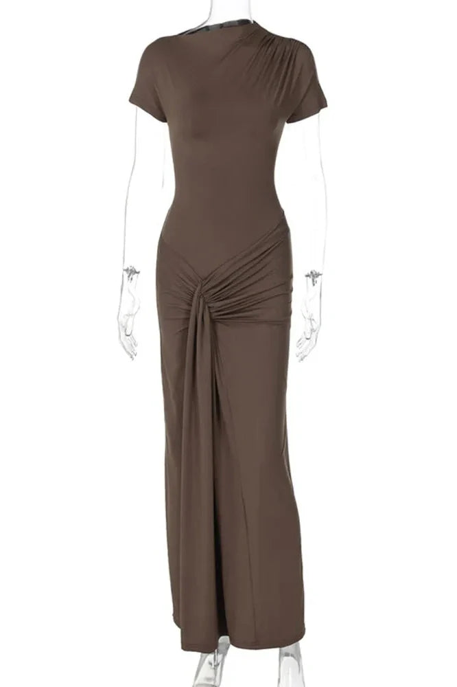 O-Neck Sleeveless Bodycon Lace-up Maxi Dress