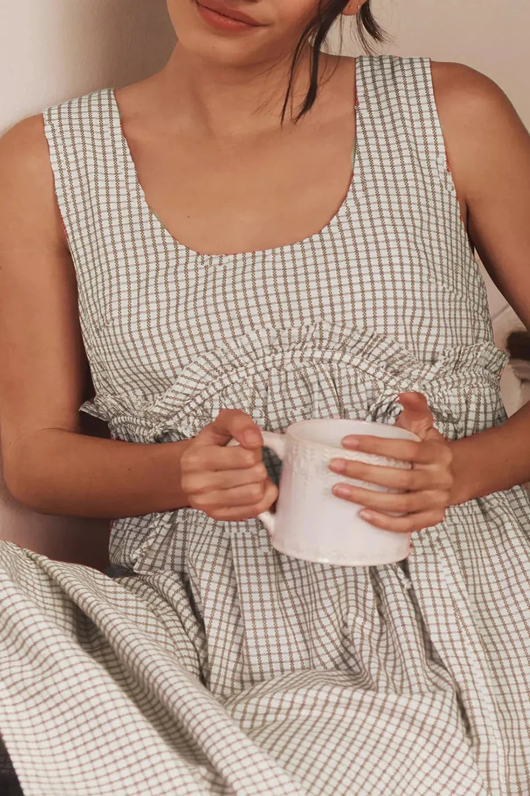 Sleeveless Plaid Print Loose Maxi Dress