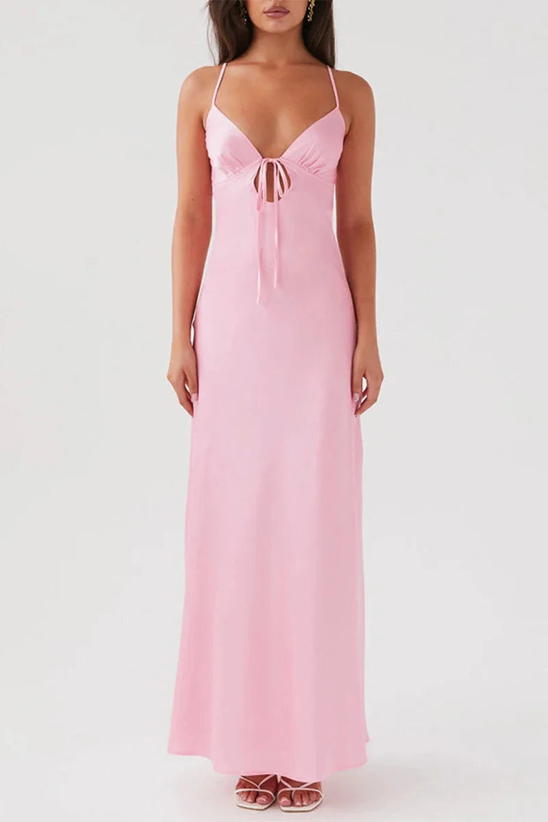 Sleeveless Tie-Up Backless Maxi Dress