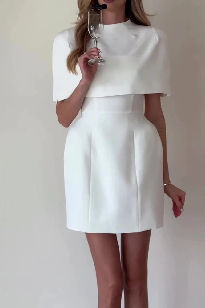 Elegant High Waist A-Line Shawl Two-Piece Mini Dress