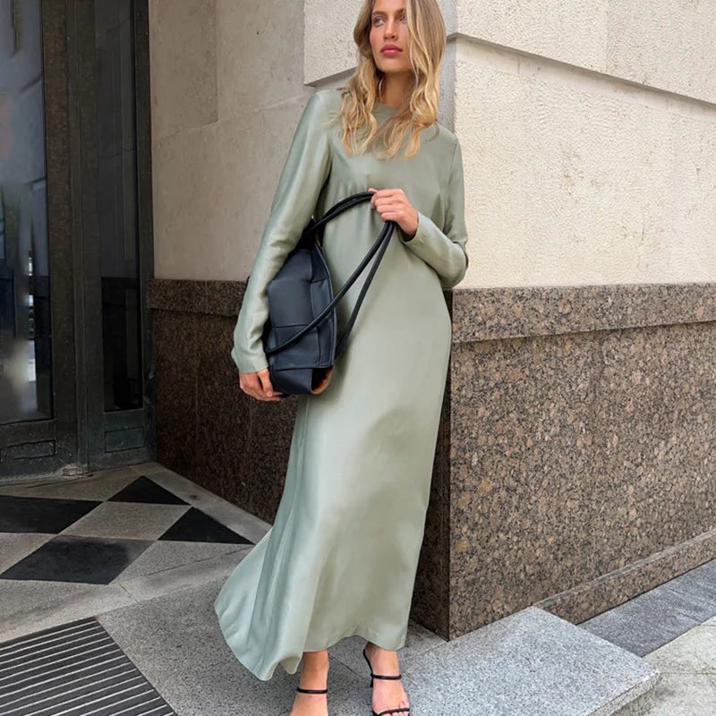 Patchwork High Waist Split Maxi Dress