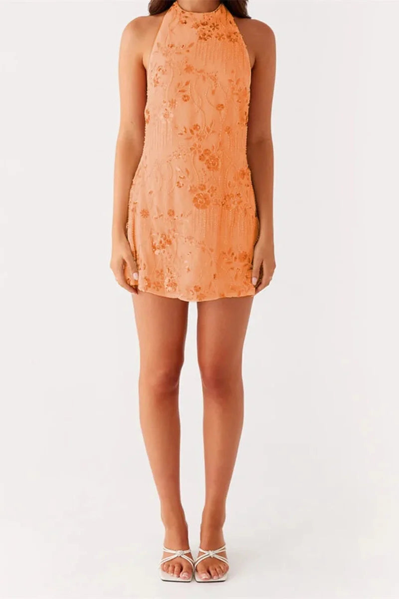 Elegant Backless Slim Fit Mini Dress