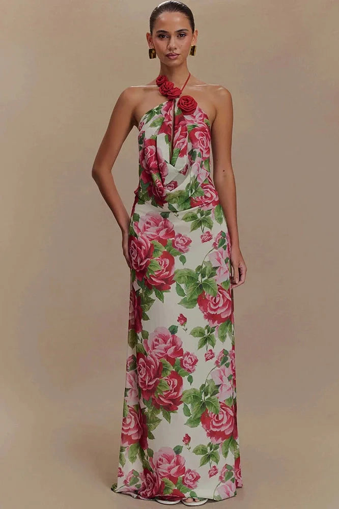 Printed Off-Shoulder Strapless Sleeveless Backless Maxi Dress