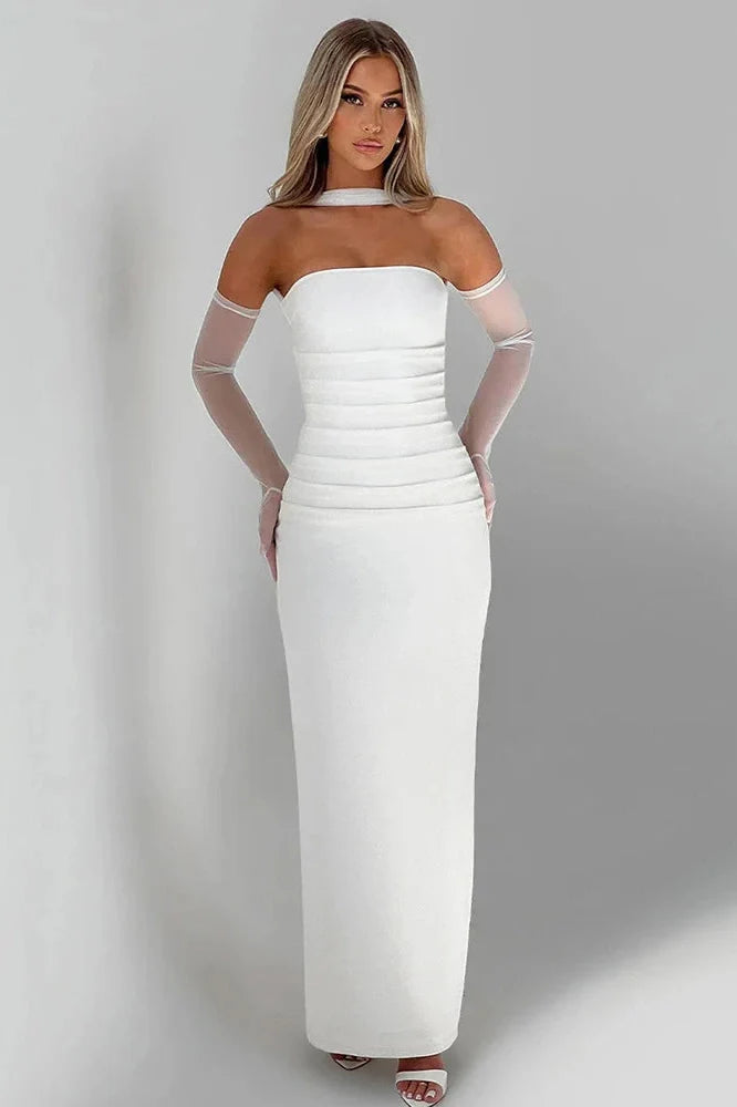 Elegant Strapless Slim Sleeveless Maxi Dress