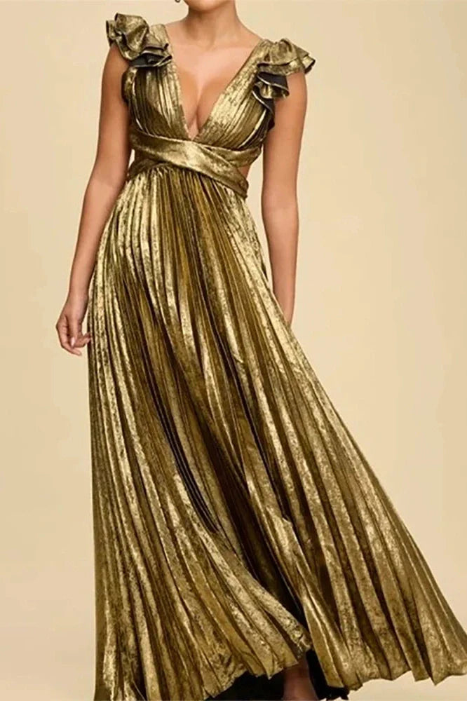 Elegant Hollow Out Backless Sleeveless High Waist Maxi Dress