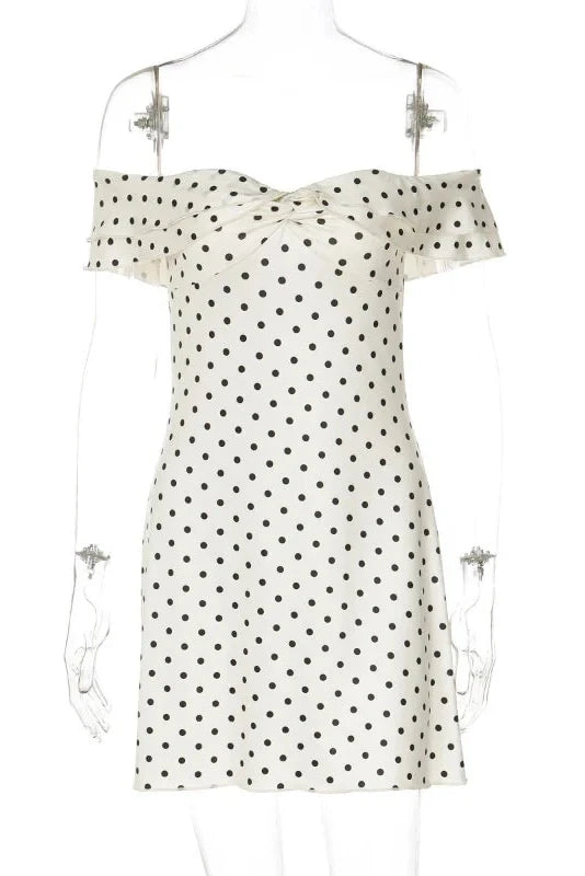 Polka Dot Print Sleeveless Backless Slim Mini Dress