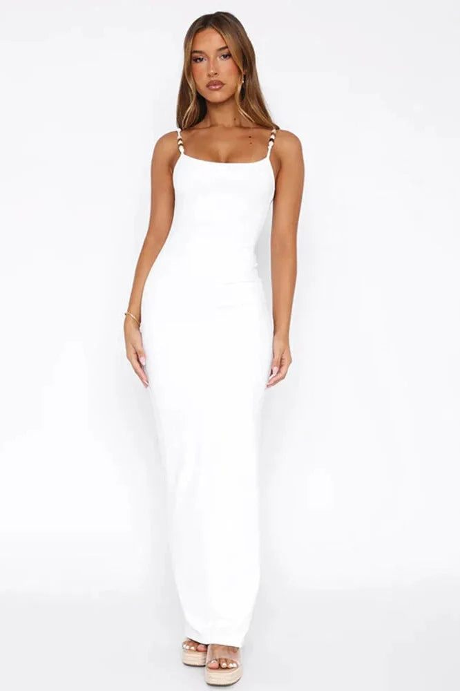 Spaghetti Strap Backless Sleeveless Split Bodycon Maxi Dress