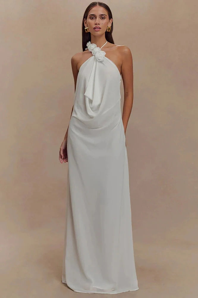 Printed Off-Shoulder Strapless Sleeveless Backless Maxi Dress