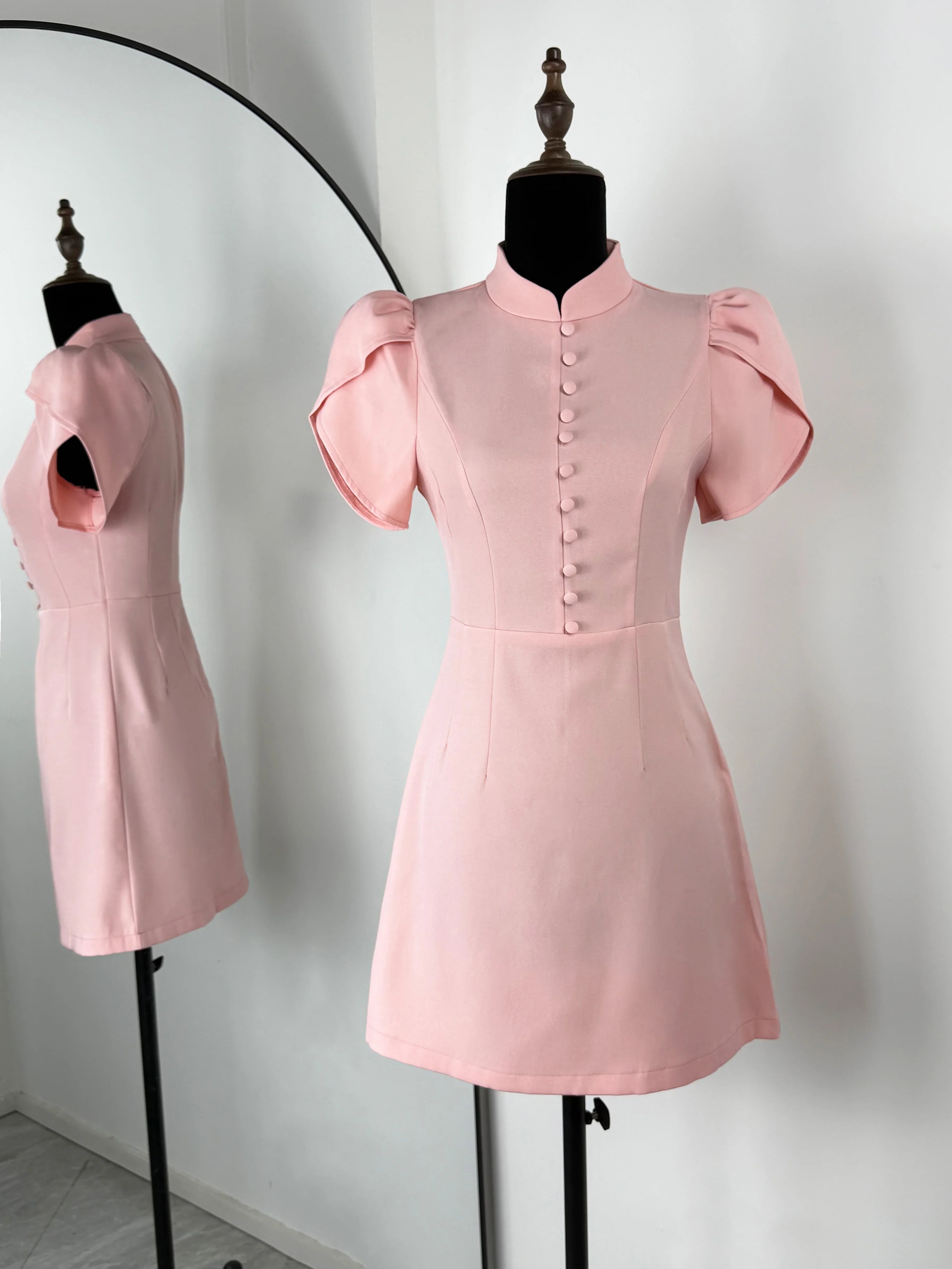 Puff Sleeves High Waist Slim Mini Dress