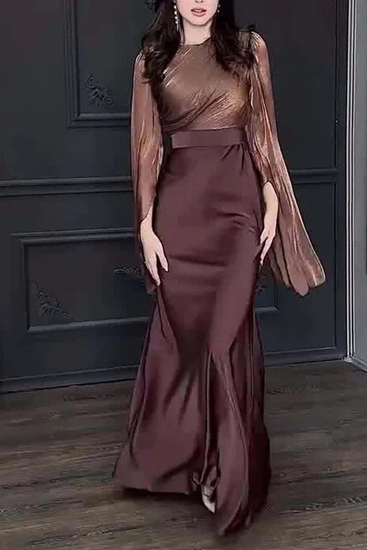 Elegant Slim Long Sleeve High Waisted Maxi Dress