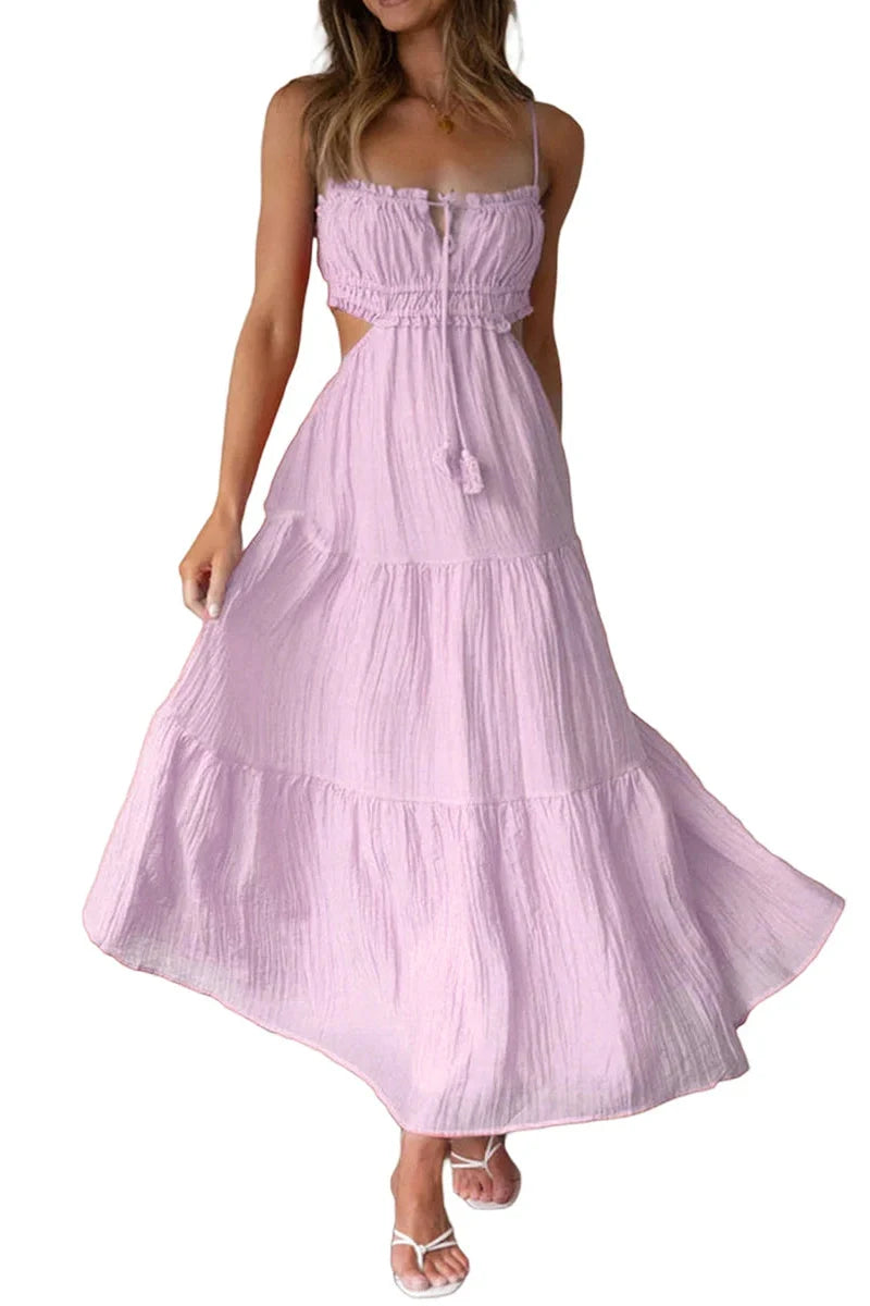 Elegant Sleeveless High Waist Midi Dress