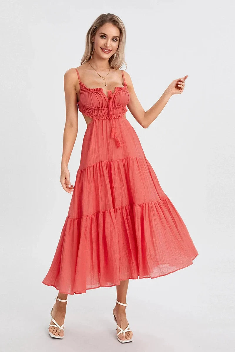 Elegant Sleeveless High Waist Midi Dress