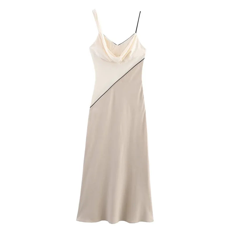 V Neck Patchwork Backless Maxi Dress