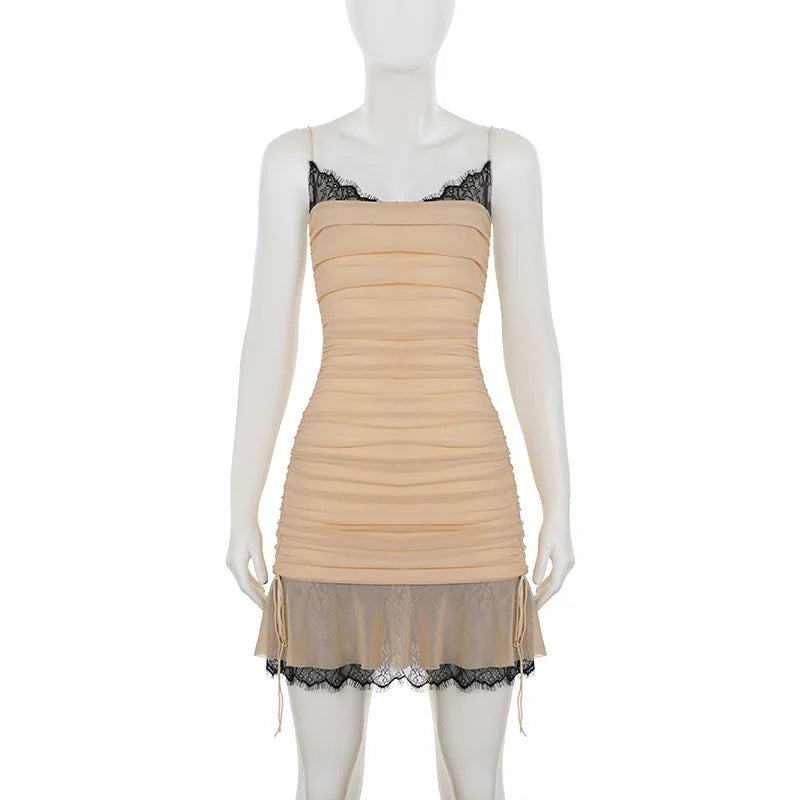 Elegant Patchwork Backless Mini Dress