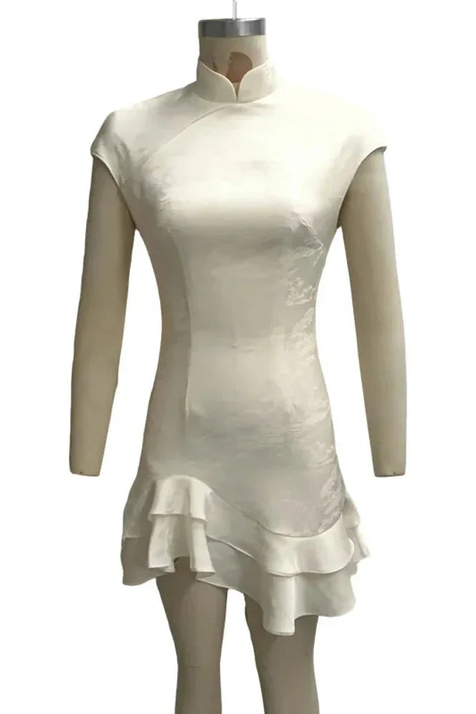 Printed Short Sleeve Slim Patchwork Mini Dress