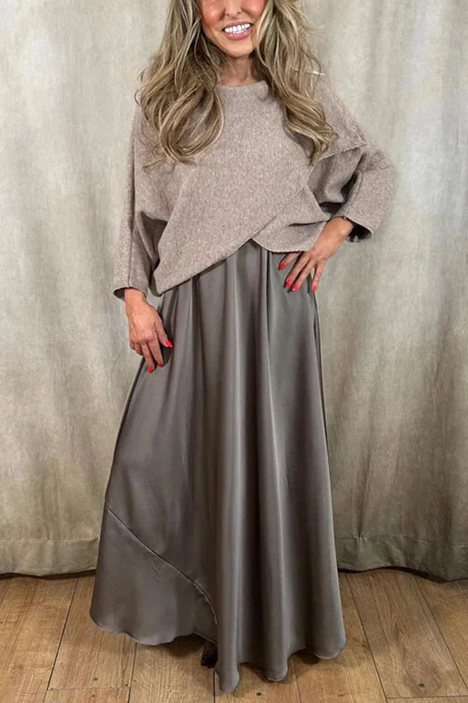 Elegant O-Neck Knitted Maxi Dress