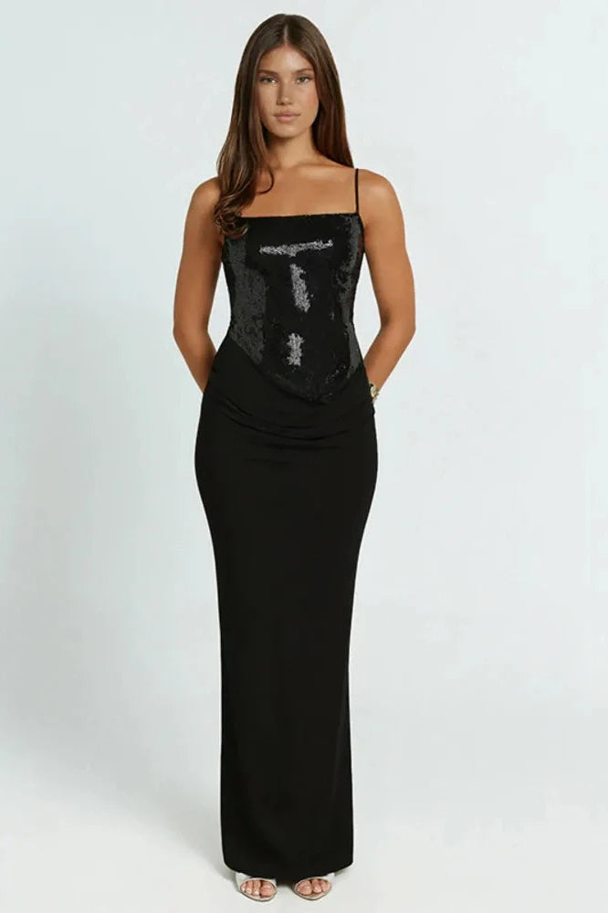 Spaghetti Strap Sleeveless Backless Bodycon Maxi Dress