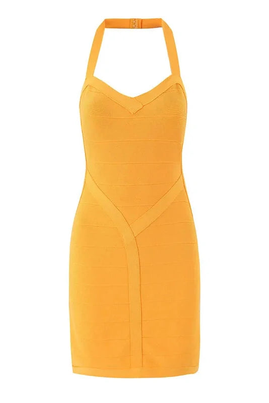 V-Neck Patchwork Slim High Waist Mini Dress