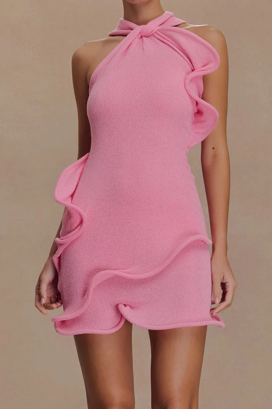 Elegant Knitted Sleeveless Mini Dress