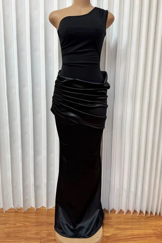 Hollow Out Sleeveless Slash Collar Maxi Dress