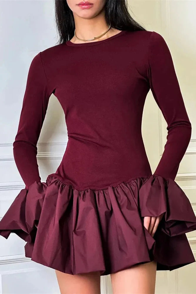 Patchwork High Waist Slim Bodycon Mini Dress