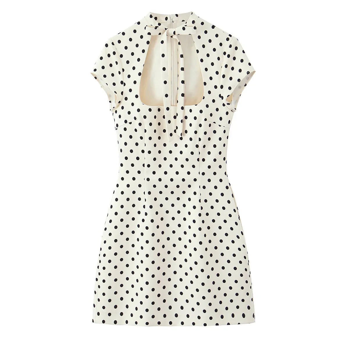Polka Dot Lace-Up Slim Mini Dress