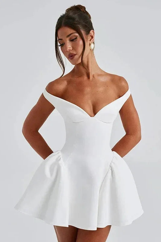 Elegant Backless Slim Sleeveless V Neck High Waist Mini Dress
