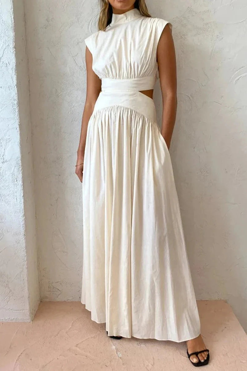 Hollow-Out Sleeveless Loose Maxi Dress