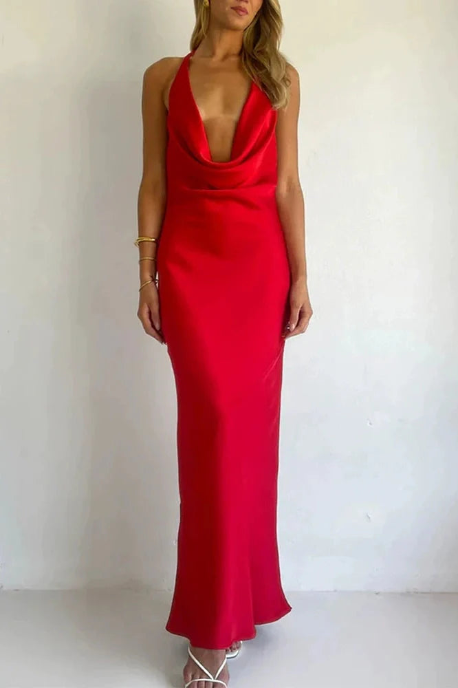 Hollow Out Backless High Waist Slim Maxi Dress