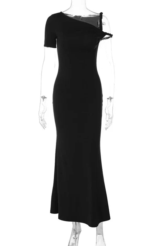 One Shoulder Slim High Waist Sleeveless Bodycon Mini Dress