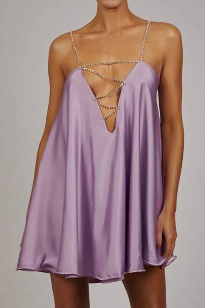 Hollow V-Neck A-Line Mini Dress