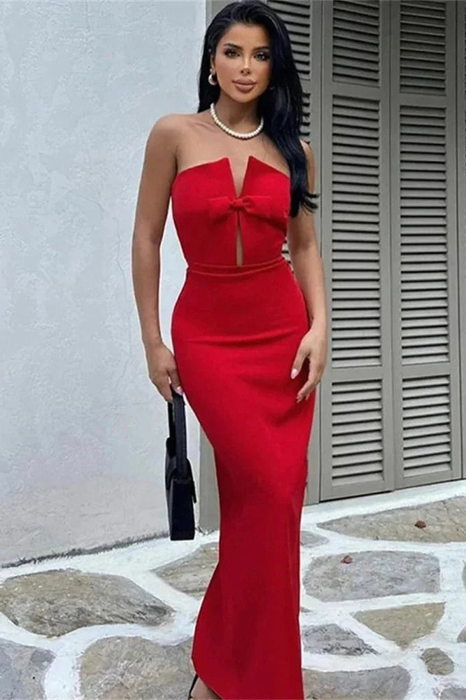 Hollow Out Off-Shoulder Slim Patchwork  Maxi Dress