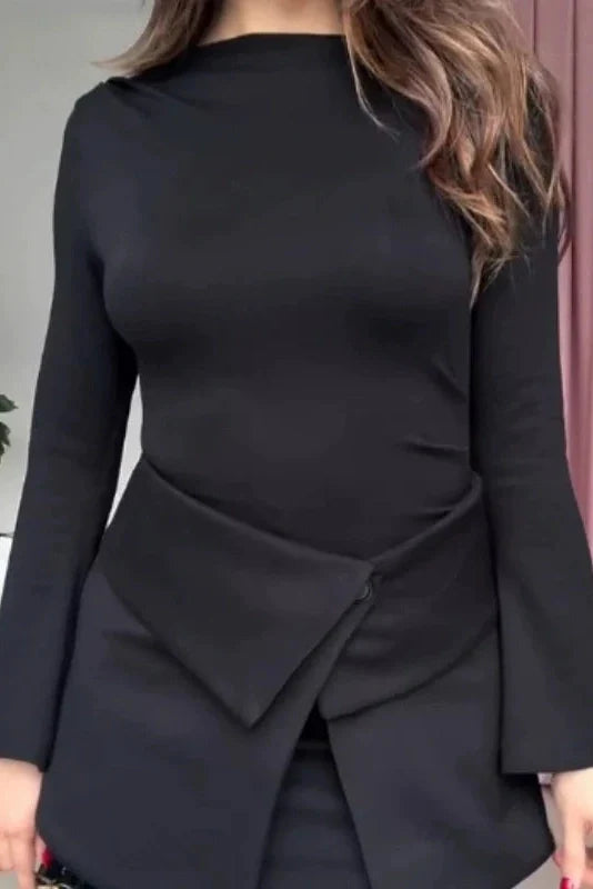 Slim O-Neck Bodycon Long Sleeve Mini Dress