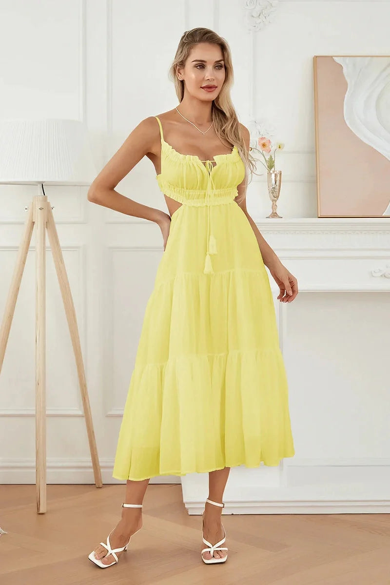 Elegant Sleeveless High Waist Midi Dress