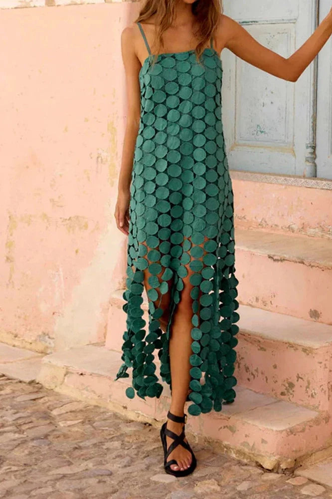 Hollow Out Backless Sleeveless Maxi Dress
