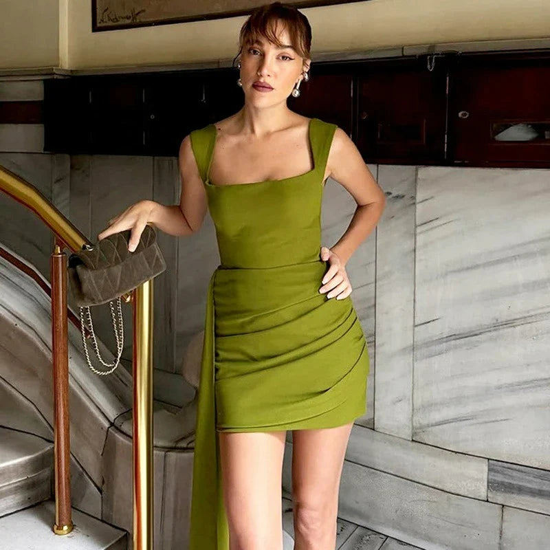 Elegant High Waist Backless Mini Dress