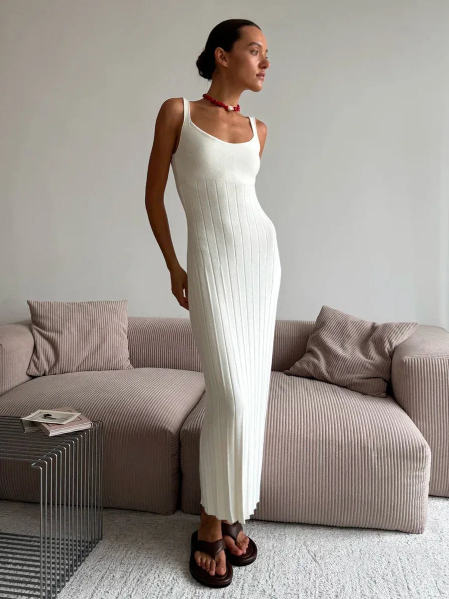 Knitted Sleeveless Slim Maxi Dress