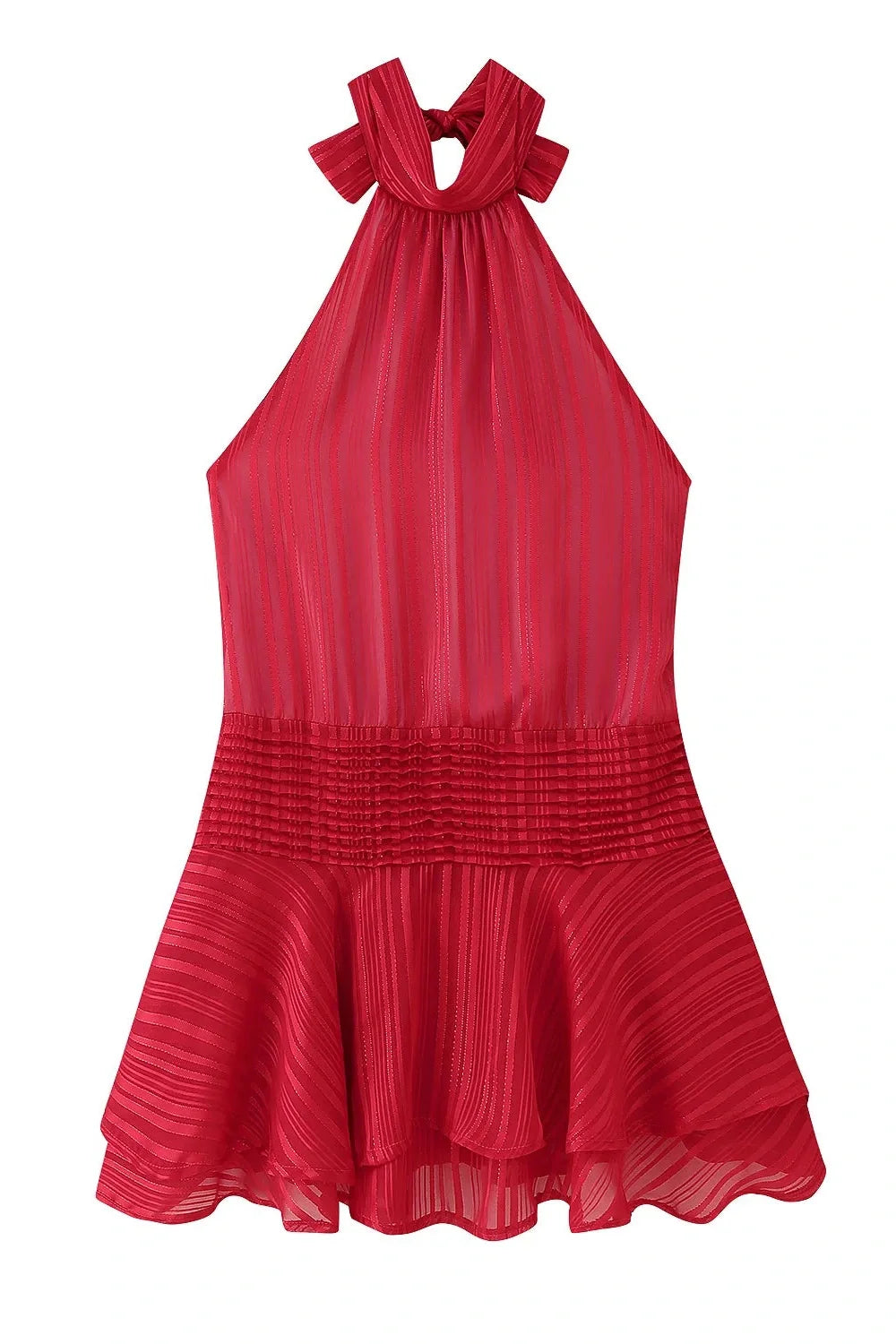Elegant Pleated Backless Sleeveless High Waist Mini Dress