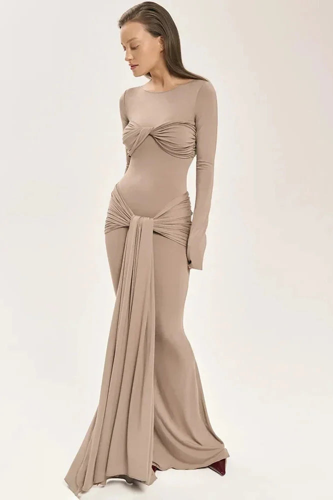 Elegant Bodycon Long Sleeve Maxi Dress