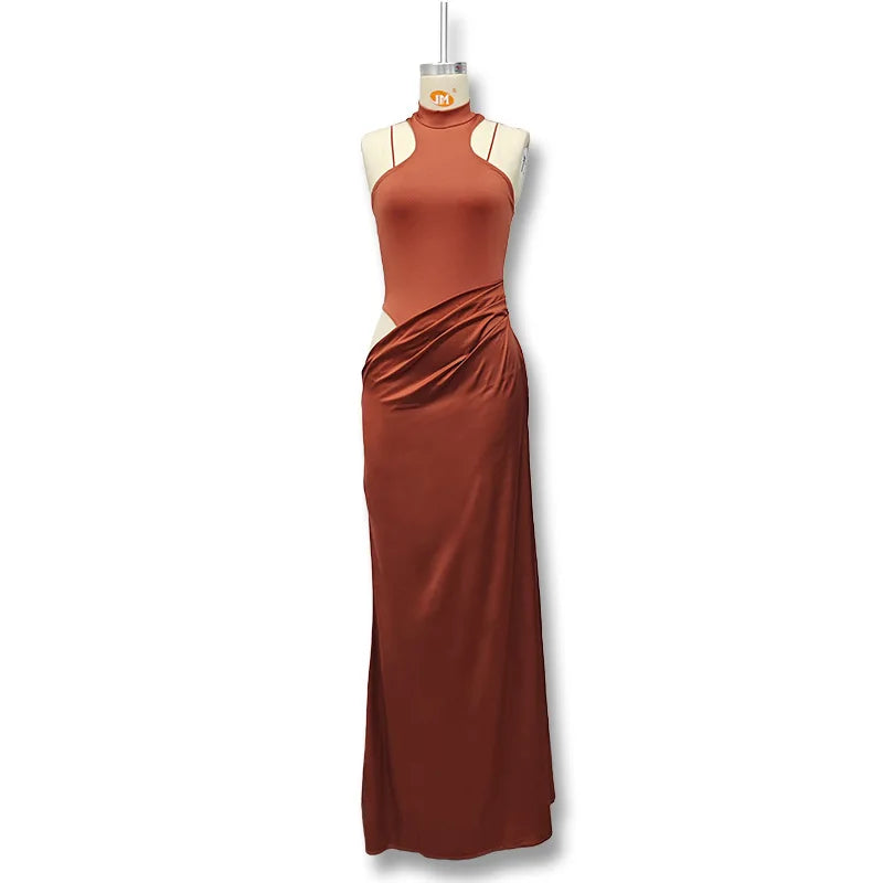Hollow Sleeveless High Waist Maxi Dress