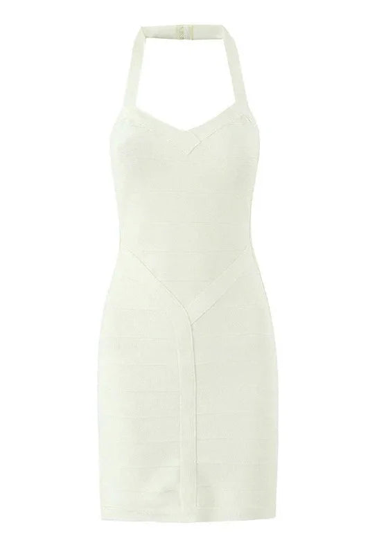 V-Neck Patchwork Slim High Waist Mini Dress
