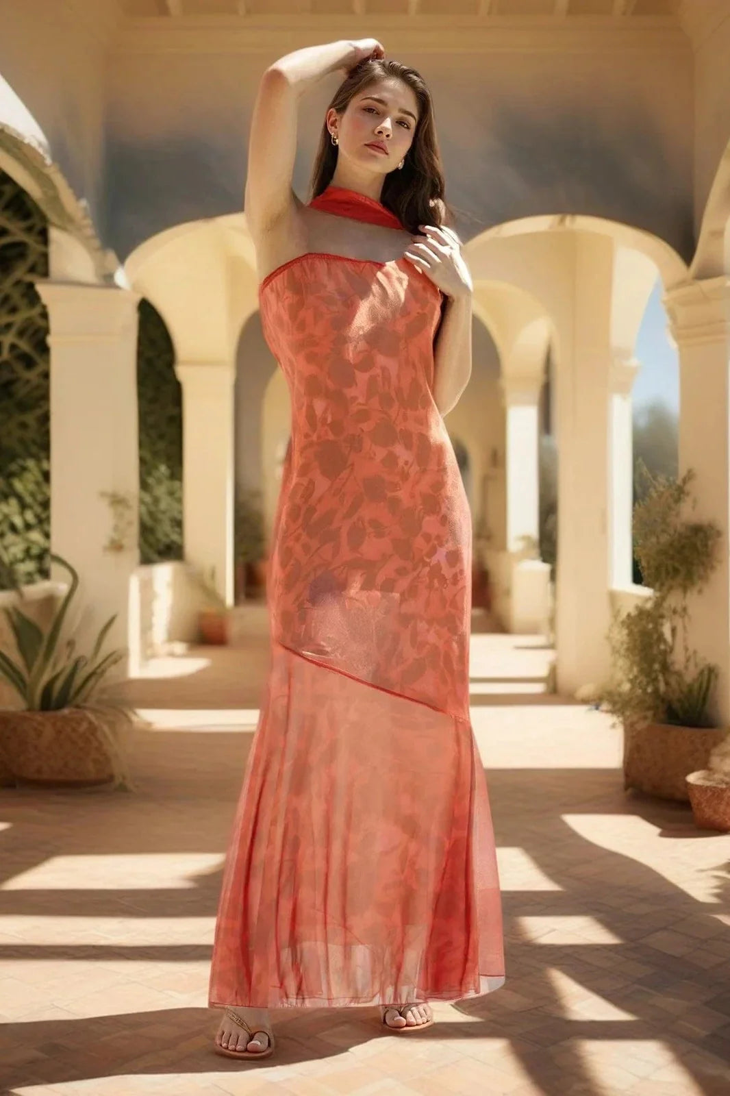 Printed Strapless Backless Bodycon Slim Maxi Dress
