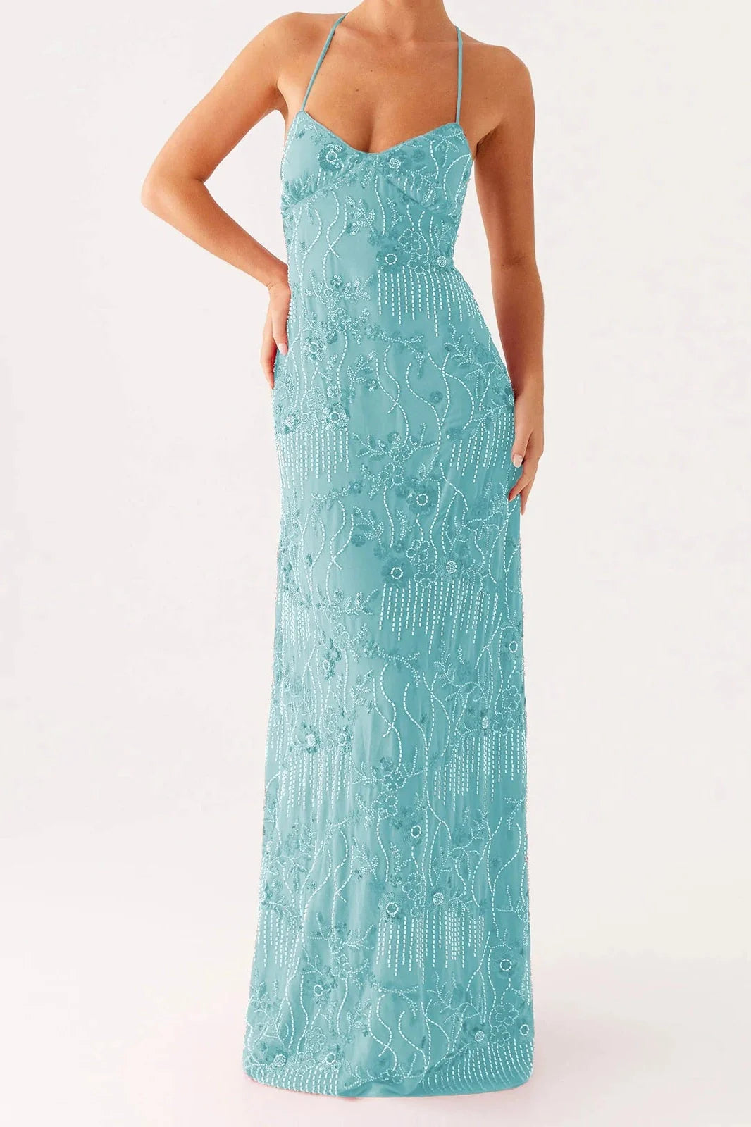 Sleeveless Backless Spaghetti Strap Maxi Dress