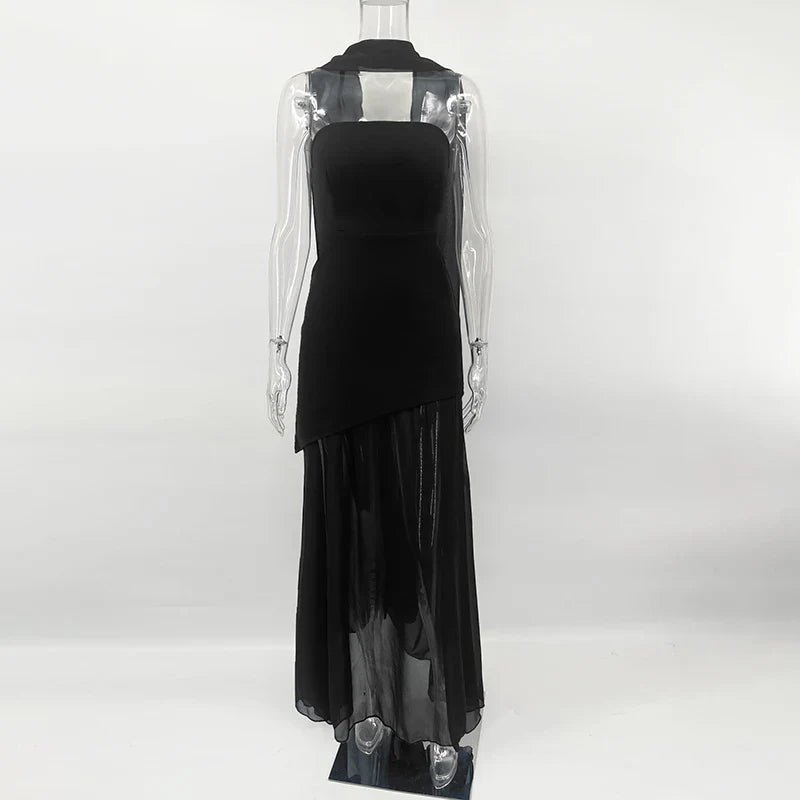 Elegant Strapless Sleeveless Maxi Dress