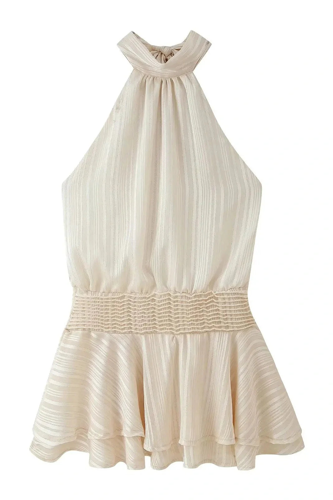 Elegant Pleated Backless Sleeveless High Waist Mini Dress