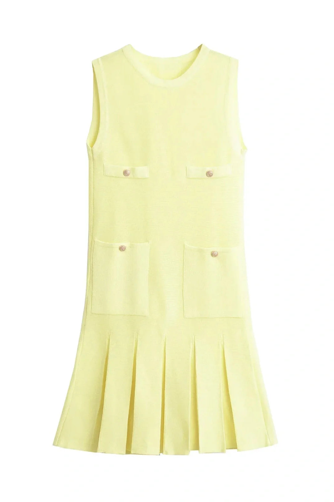 Elegant Knitted Sleeveless High Waisted Mini Dress