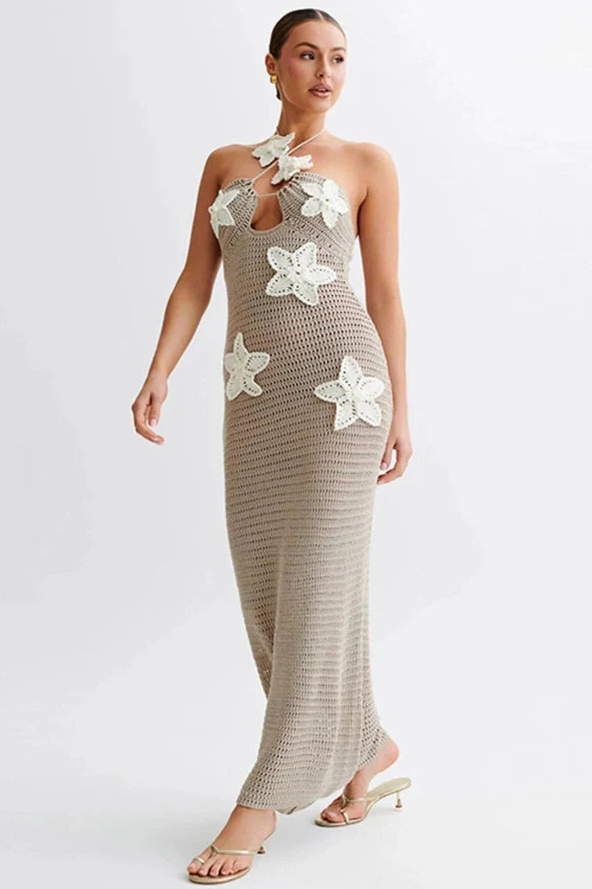 See Through Sleeveless Backless Maxi Dress