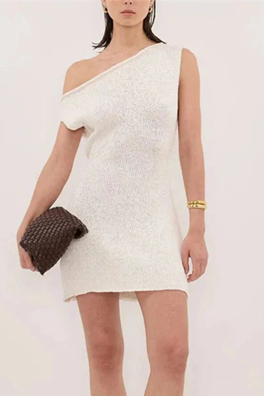 One-Shoulder High Waist Sleeveless Mini Dress