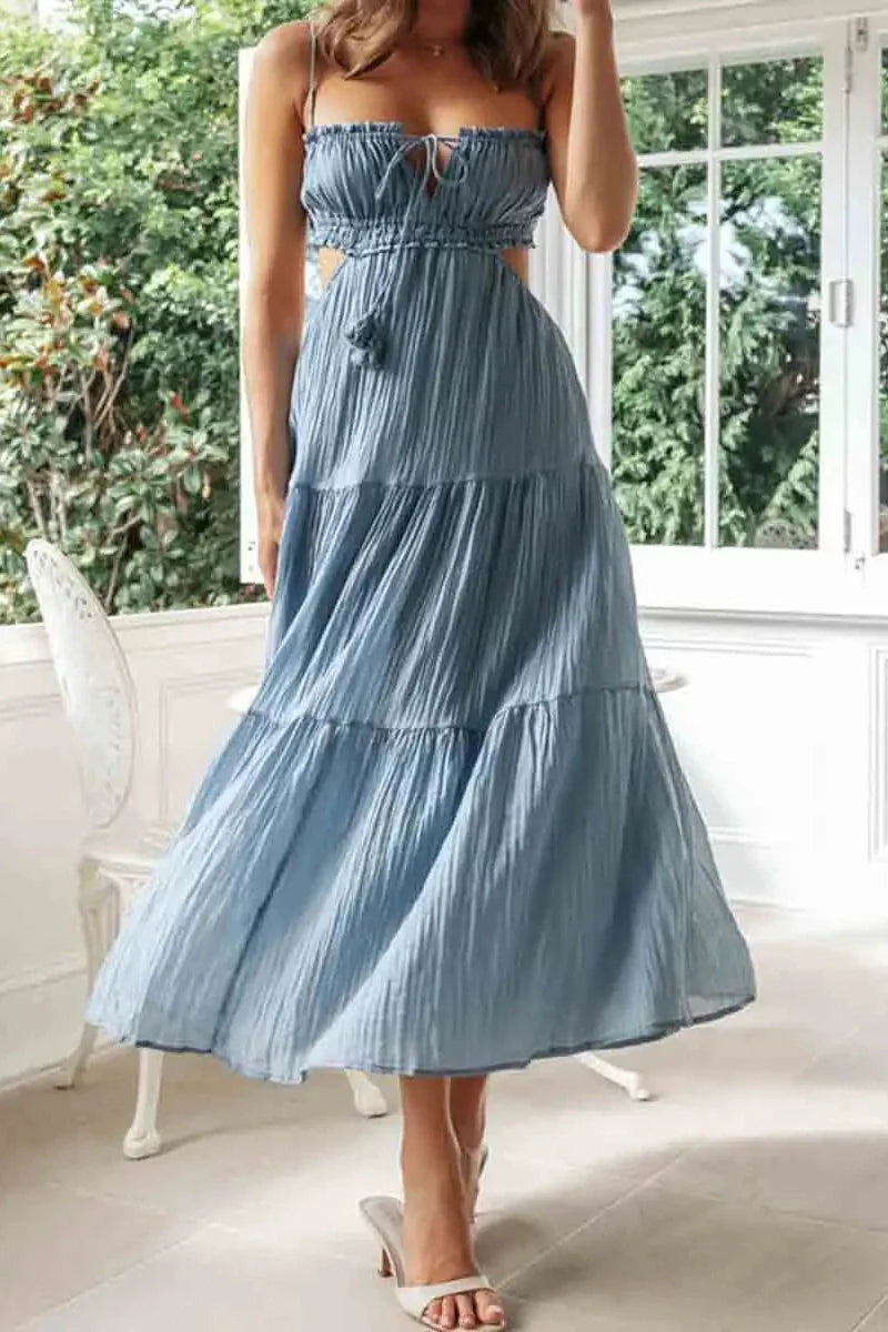 Elegant Sleeveless High Waist Midi Dress