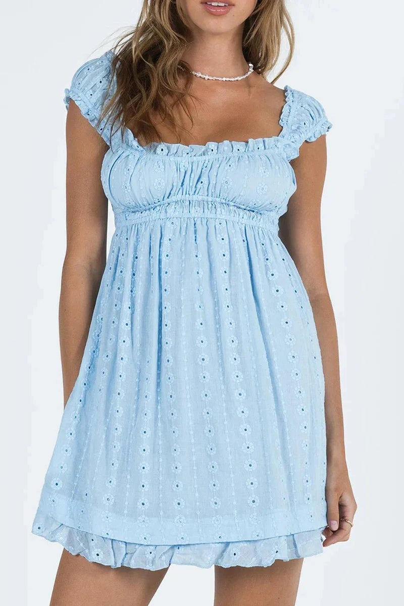 Sleeveless Floral Embroidery Loose A-Line Mini Dress